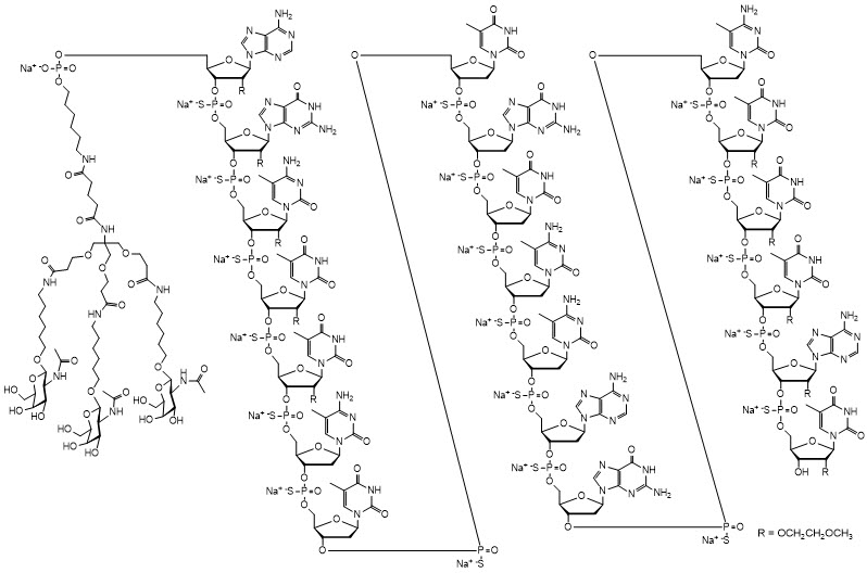 Olezarsen: Olezarsen sodium as depicted in the prescribing information.