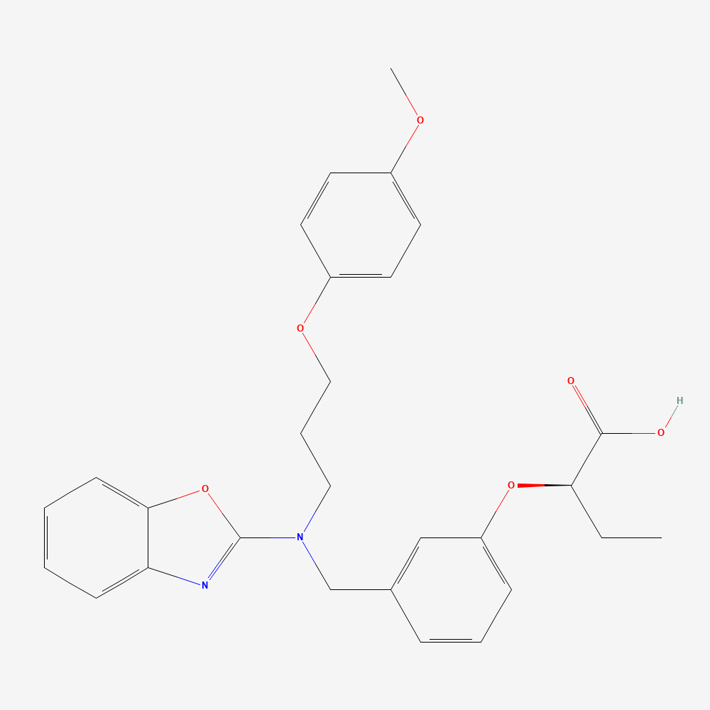 Pemafibrate: Neutral pemafibrate parent molecule.