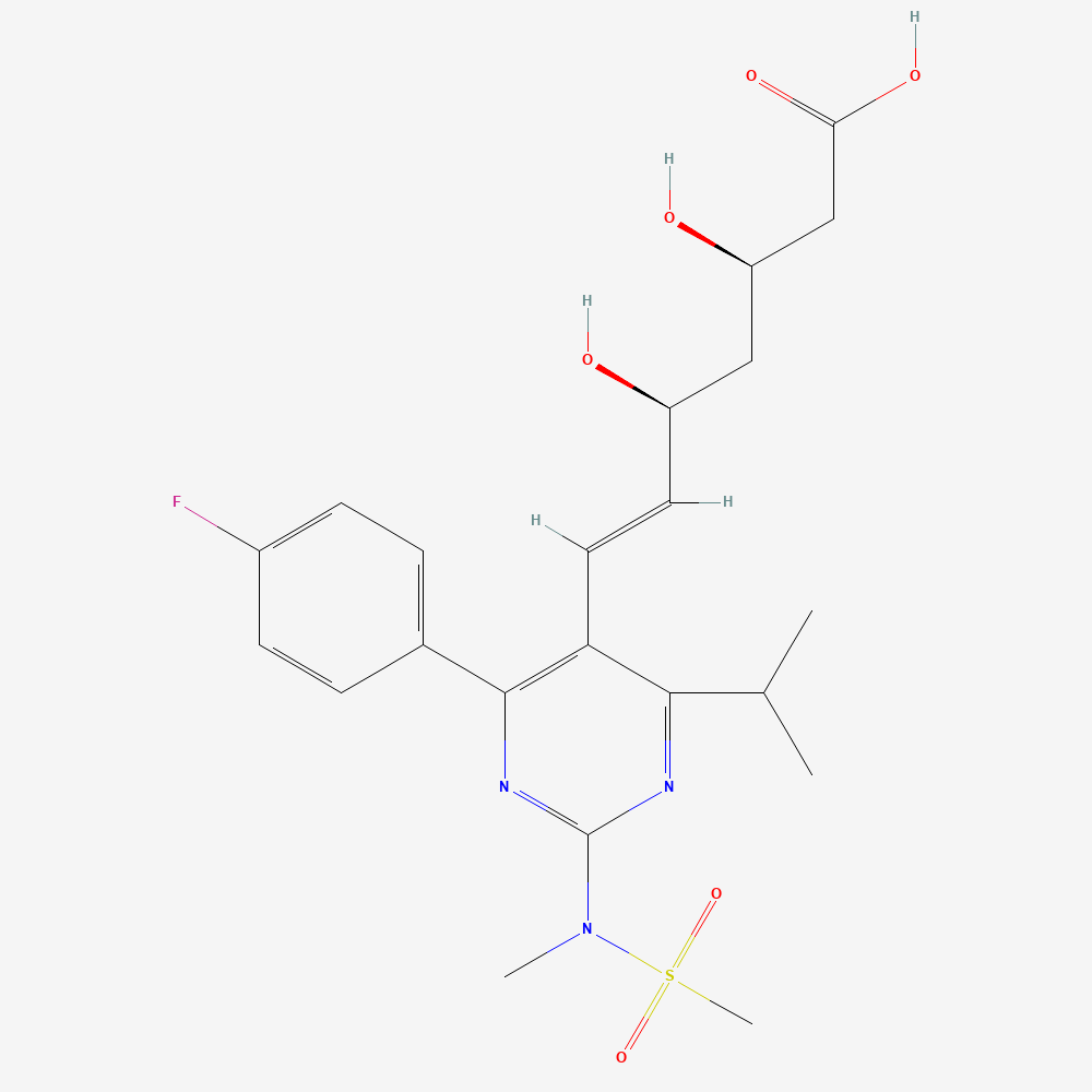 Rosuvastatin: Rosuvastatin free acid; calcium counterion omitted.