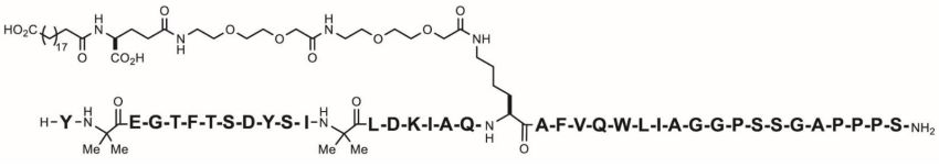 Tirzepatide · official structural formula: Active peptide; formulation excipients excluded.